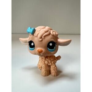 Littlest Pet Shop LPS Tan Blue Bow Lamb #447 2007